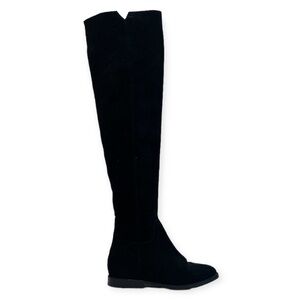 ASH Jess Black Suede Knee-High Tall Classic Designer Low Heel Boots 37